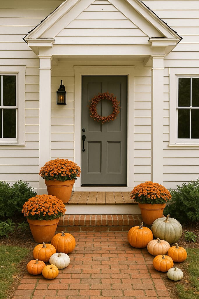 front porch pumpkin decor