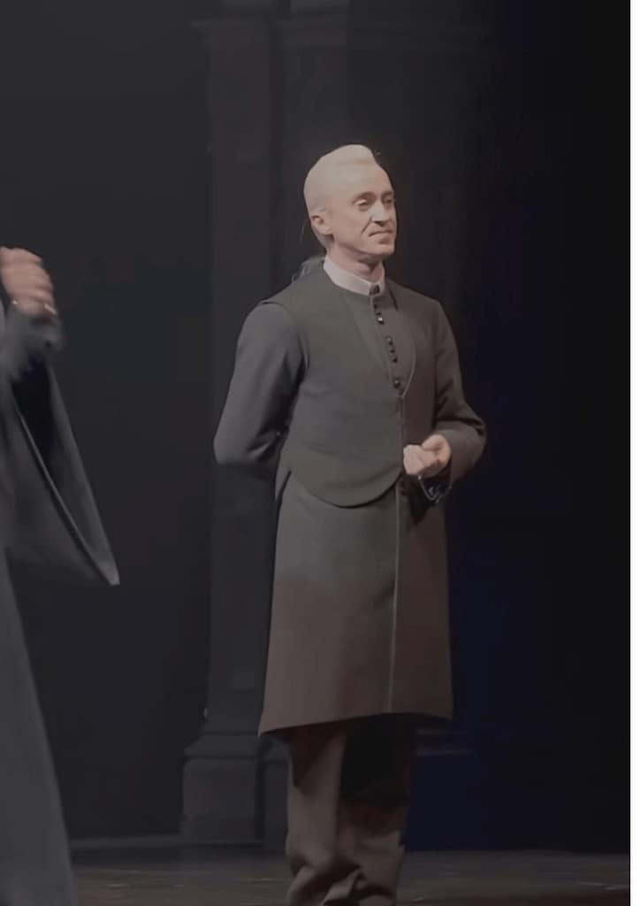 Tom Felton as Draco malfoy on brodway, patiently waiting for audiance to calm down